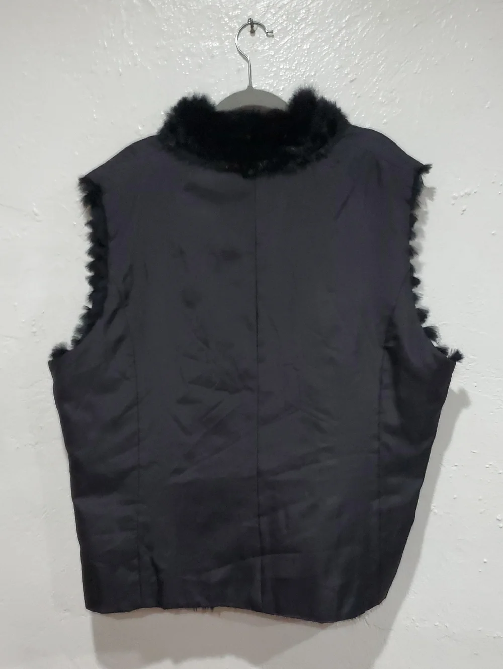 George Simonton Couture Genuine Rabbit Fur & Silk Reversible Vest Size 2X